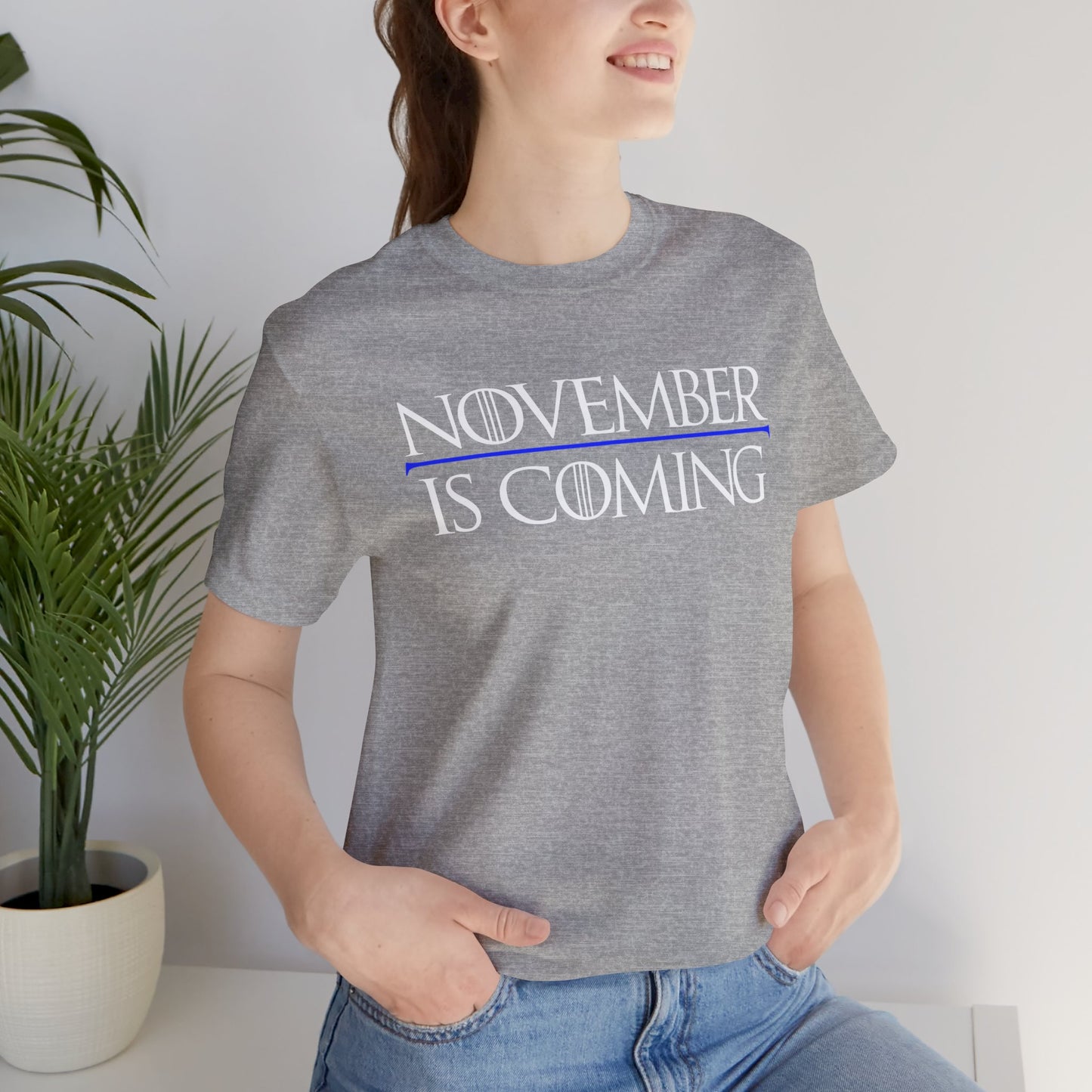"November Is Coming" - Pro Kamala Harris 2024 Election T-Shirt - Vote Democrat - Unisex Retail Fit - White Text