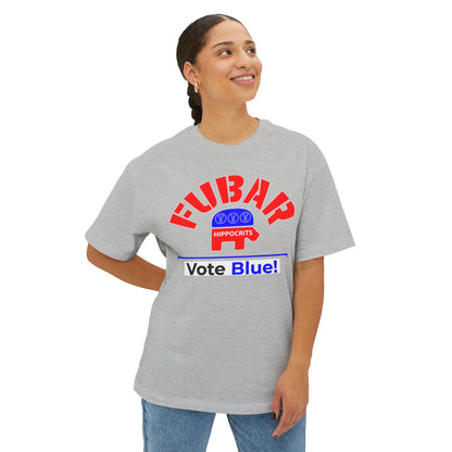 "Fubar Hippocrits" - Unisex Oversized Boxy Fit - Red Text
