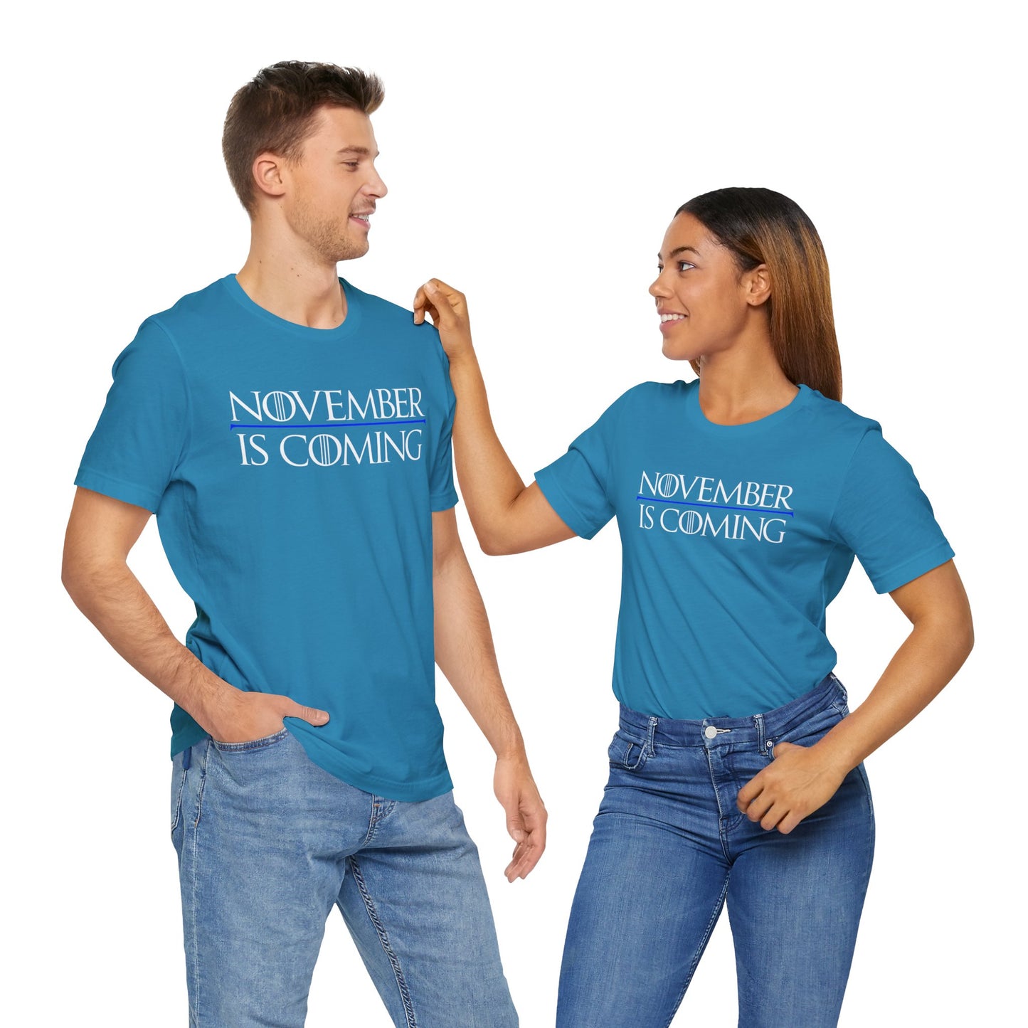 "November Is Coming" - Pro Kamala Harris 2024 Election T-Shirt - Vote Democrat - Unisex Retail Fit - White Text
