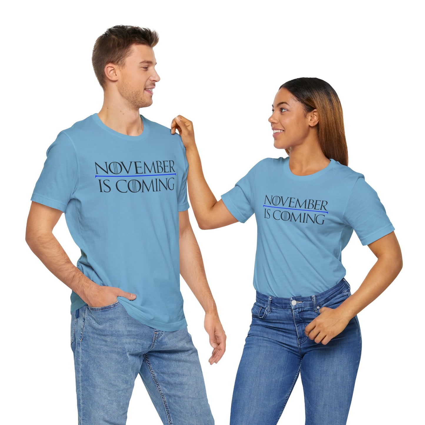 "November Is Coming" - Pro Kamala Harris 2024 Election T-Shirt - Vote Democrat - Unisex Retail Fit - Black Text
