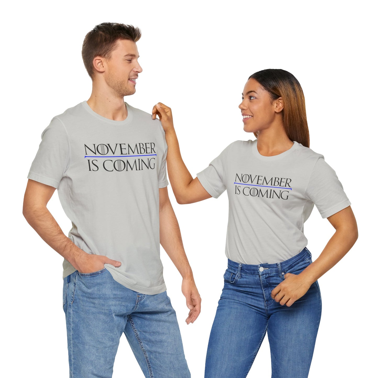 "November Is Coming" - Pro Kamala Harris 2024 Election T-Shirt - Vote Democrat - Unisex Retail Fit - Black Text
